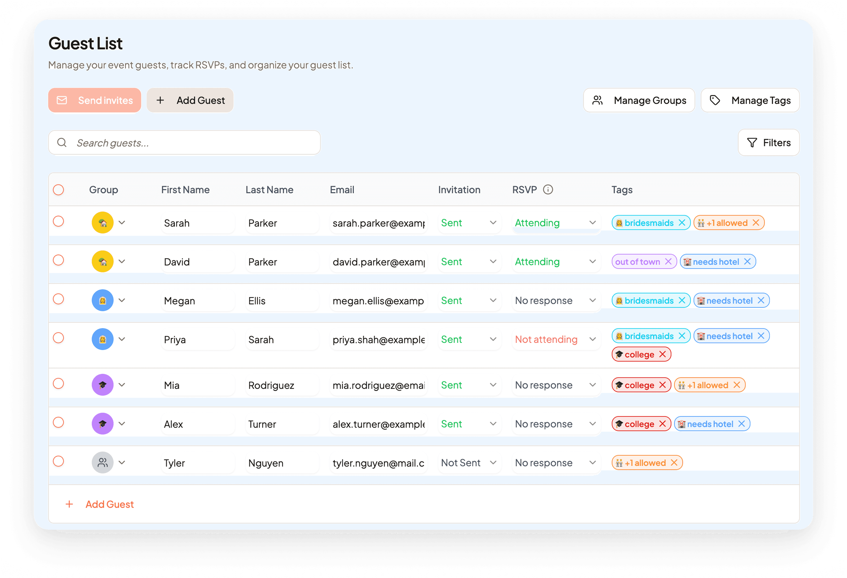 Lista gości w Celebrate