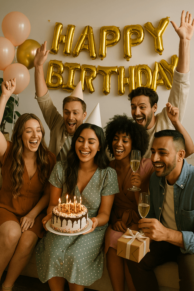 Friends at birthday celebration